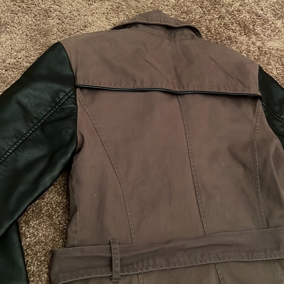 Chic army green and faux leather coat - Picture 7 of 7